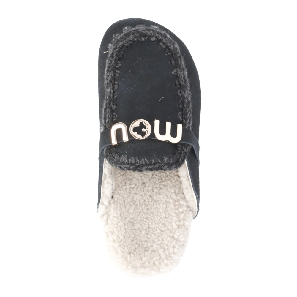 Mou Zwarte Suède Slippers met Touwdetails Black Dames