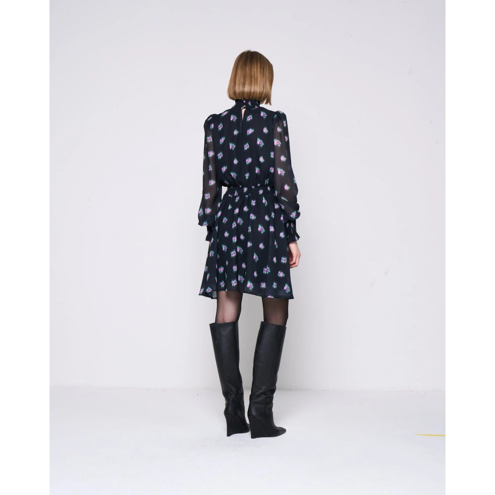 Silvian Heach Doorschijnende Mouw Patroon Jurk Blue Dames