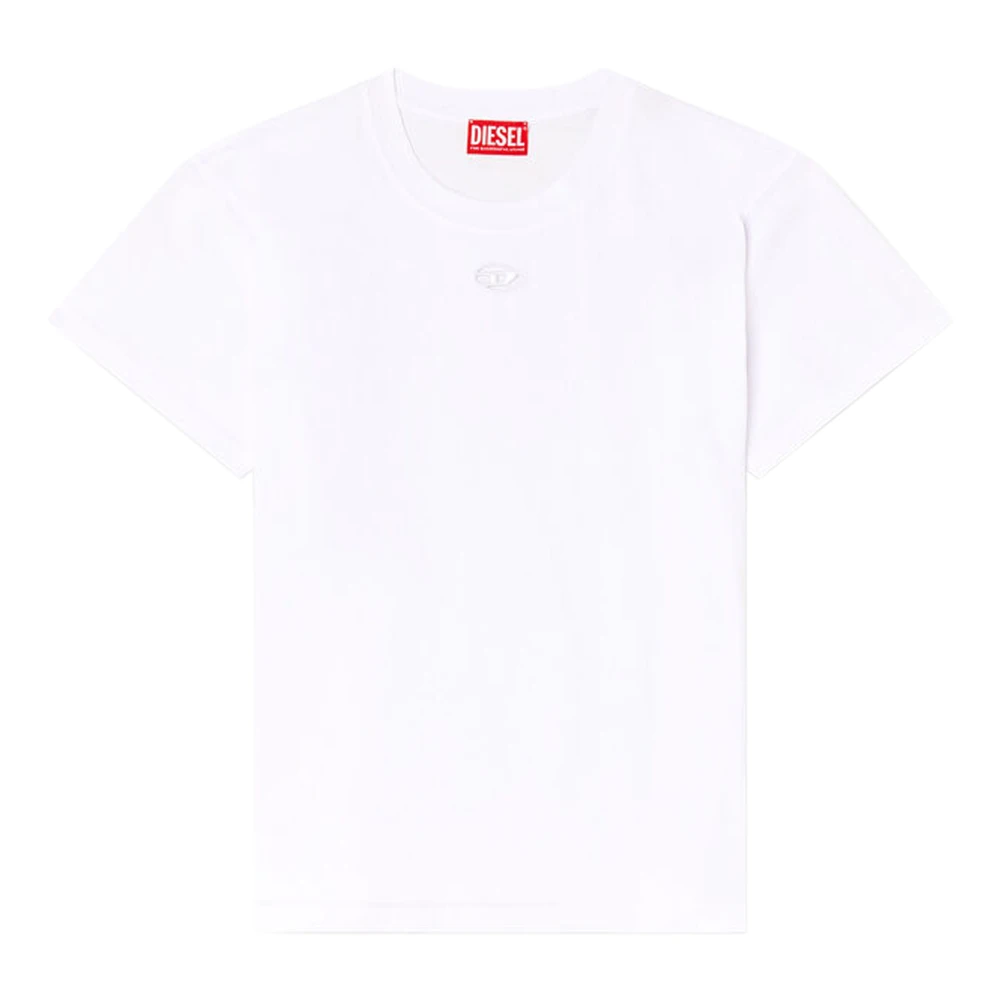 Diesel Women's White Ribbed T-Shirt For - T-Shirts - S - Tops