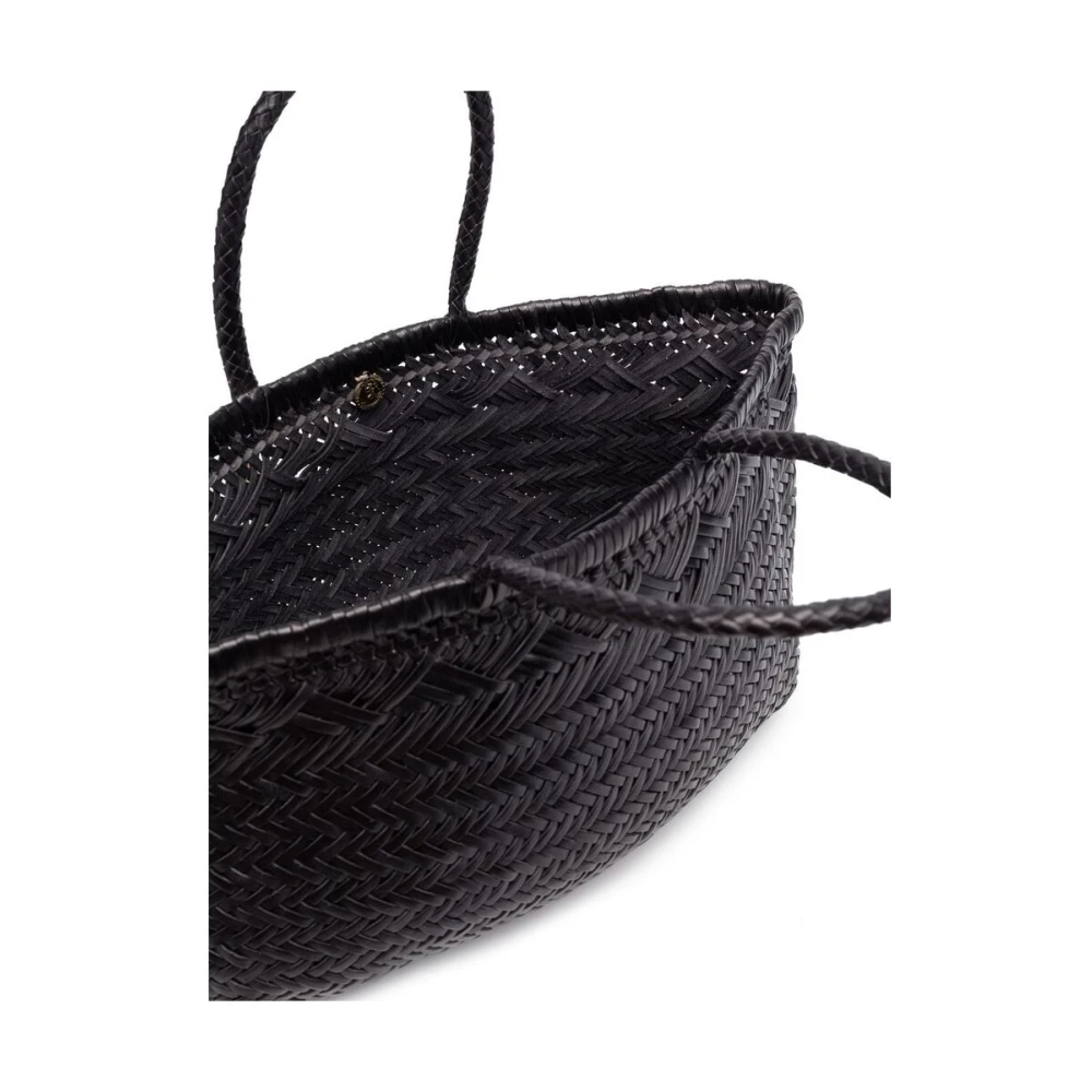 Dragon Diffusion Leren Tote Tas met Gevlochten Ontwerp Black Dames