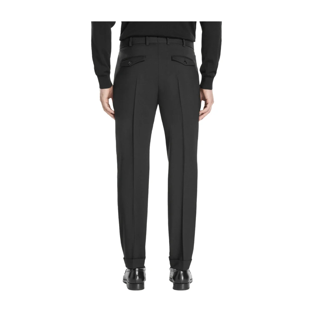 PT Torino Relaxte wollen broek enkel lengte Black Heren