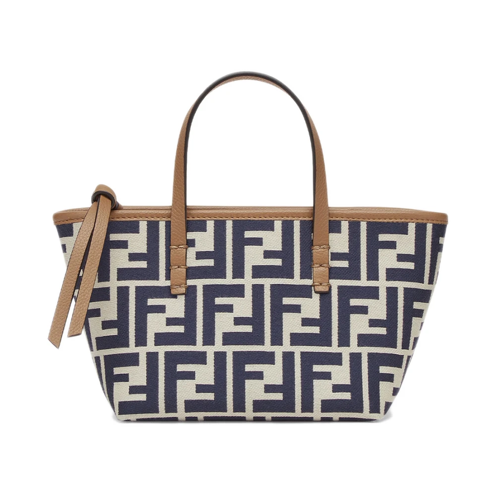 Fendi Blauwe Iconische FF Motief Leren Tas Blue Dames