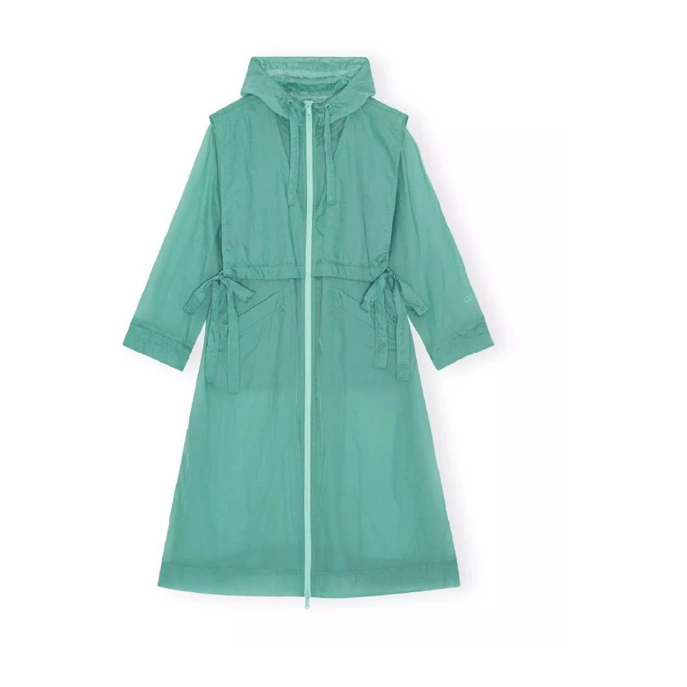 Ganni Turquoise Oversized Hoodiejas met Logo Green Dames