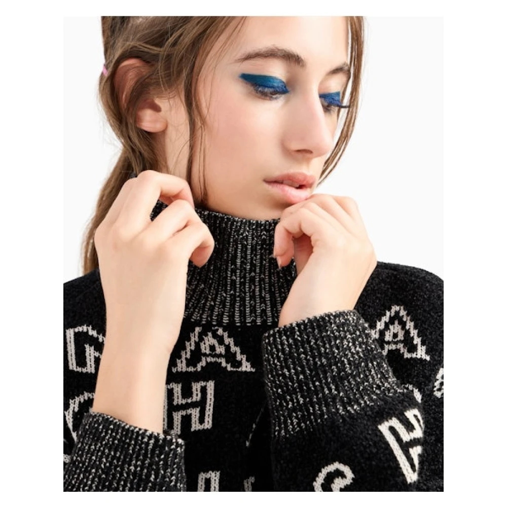 Armani Exchange Wintertrui met turtleneck en logo detail Black Dames
