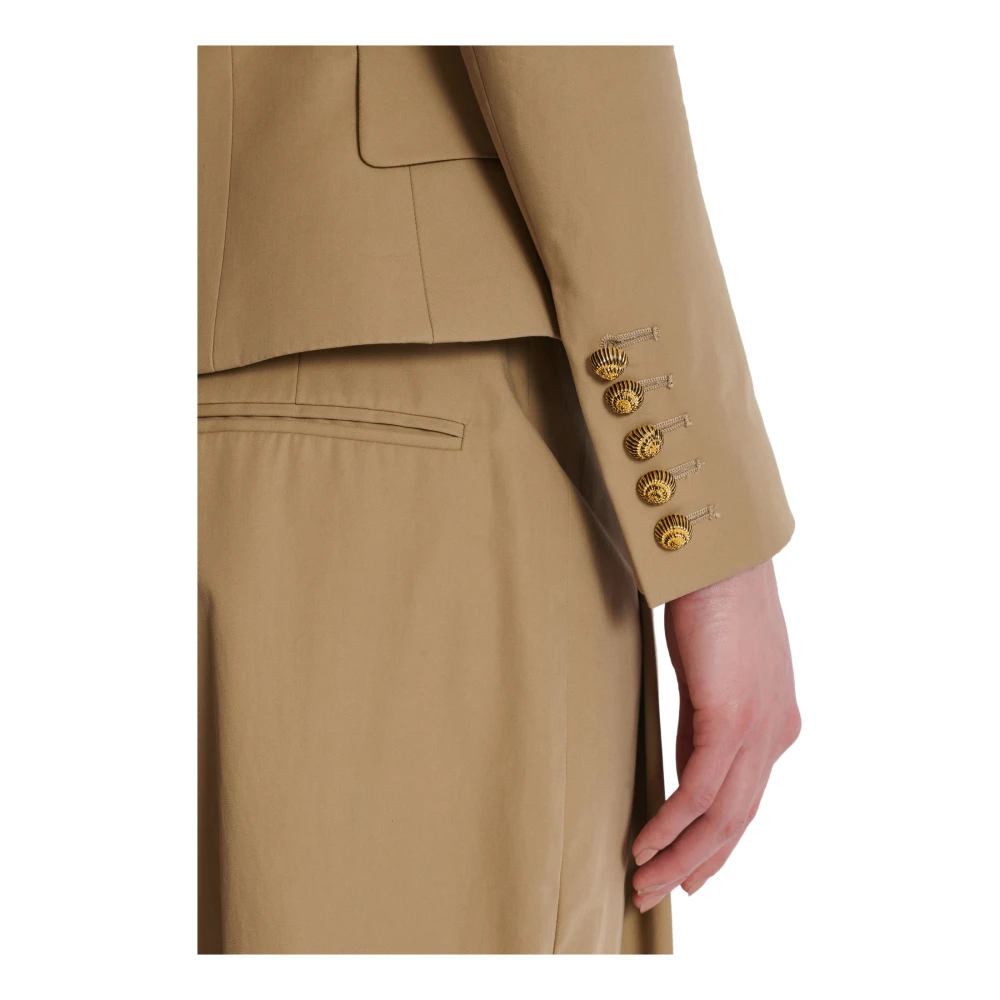 Balmain 6-knoops katoenen jas Beige Dames