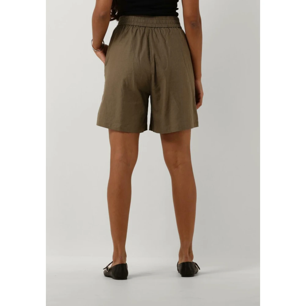 Gestuz Linnen Hoge Taille Shorts Green Dames