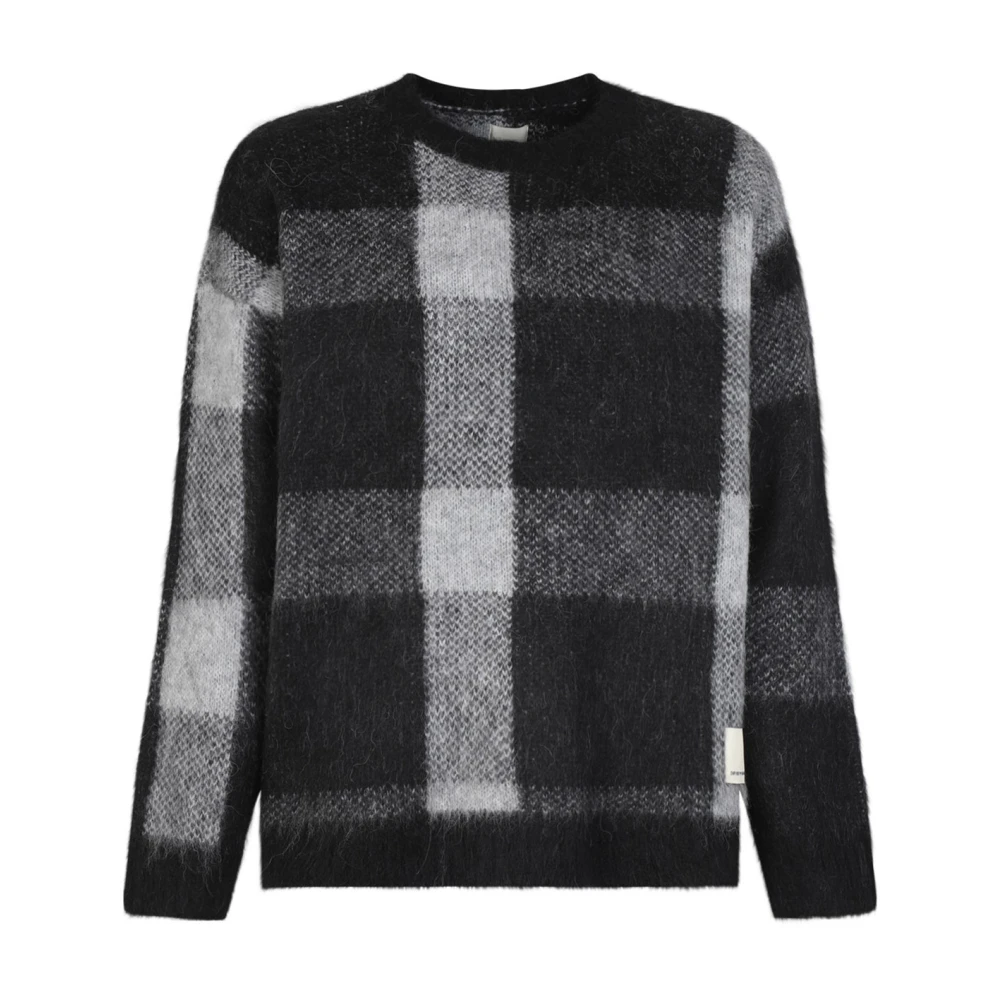 Emporio Armani Geruite Alpaca Wollen Trui Black Heren