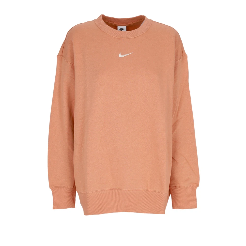 Nike Women's Brown Amber Fleece Crewneck Sweatshirt - Long Sleeve Training Tops - M - Sport