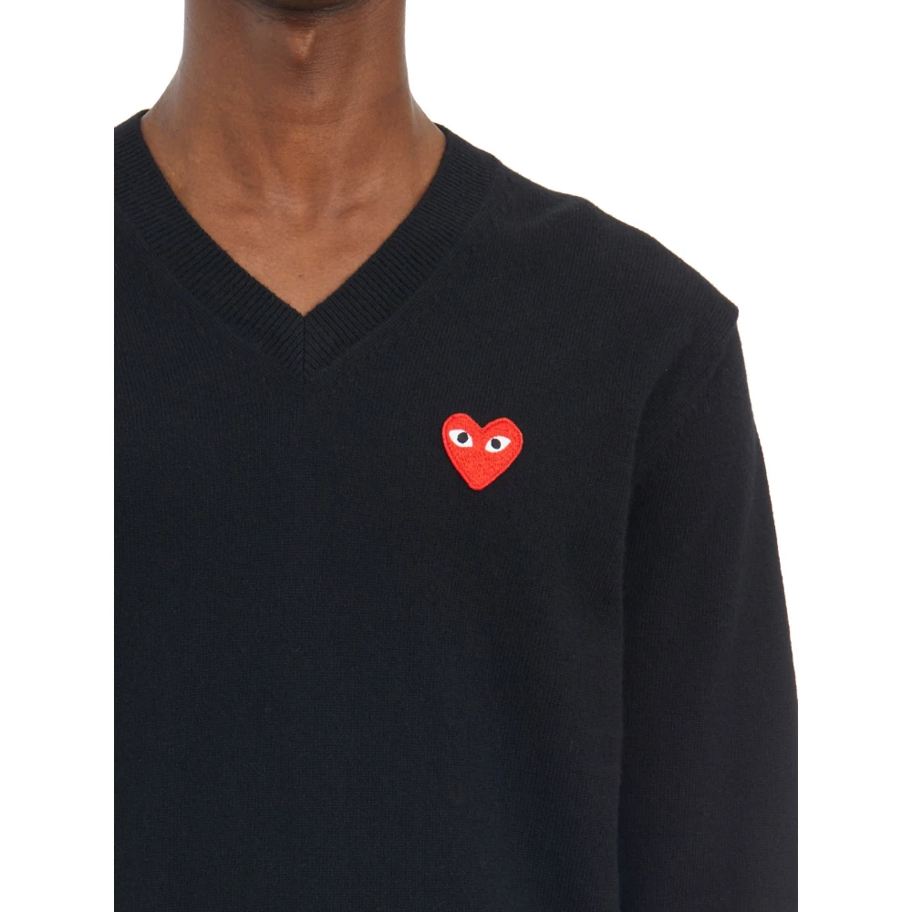 Comme des Garçons Play V-hals Logo T-shirt Black Heren