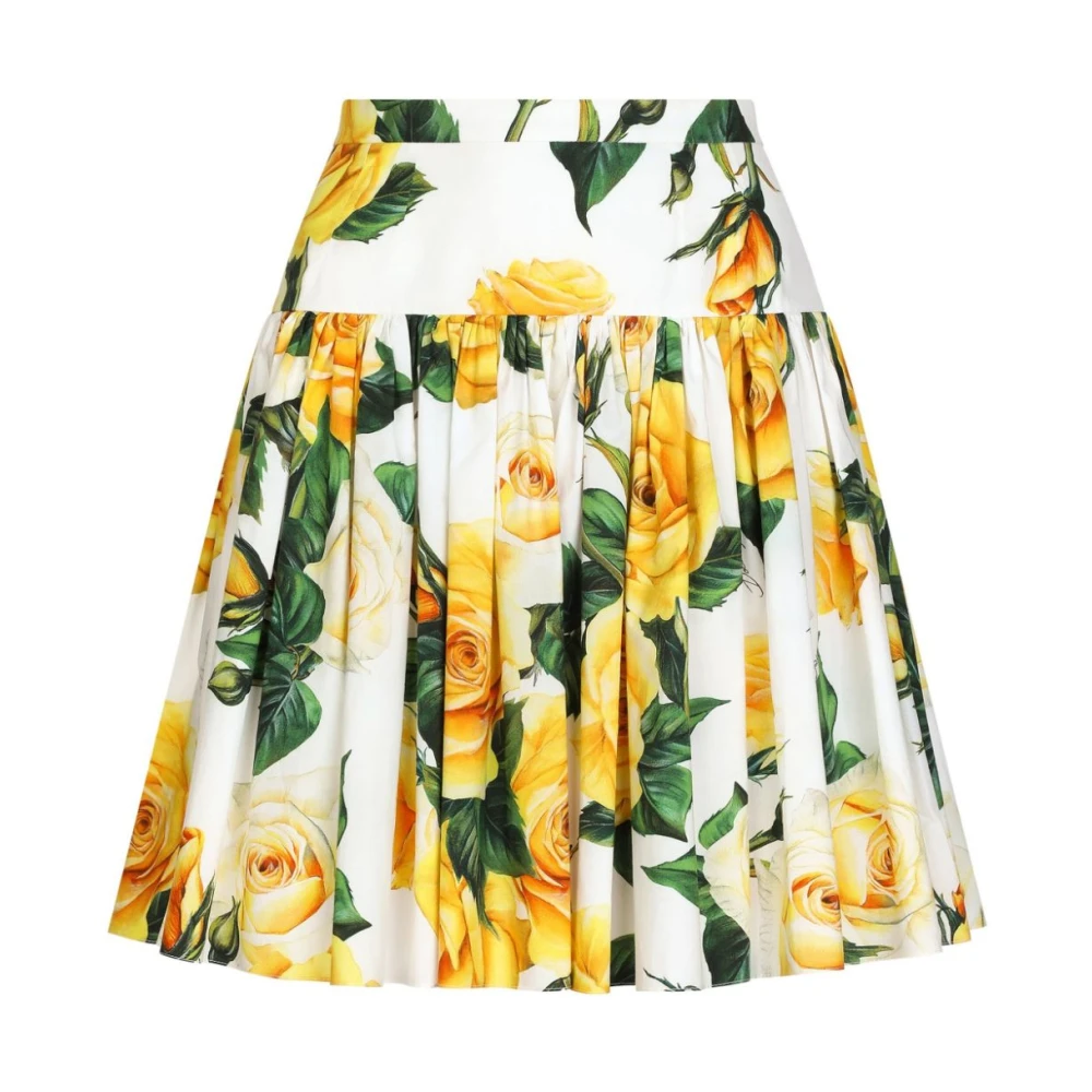 Dolce & Gabbana Rode Print Wijd Uitlopende Rok Yellow Dames