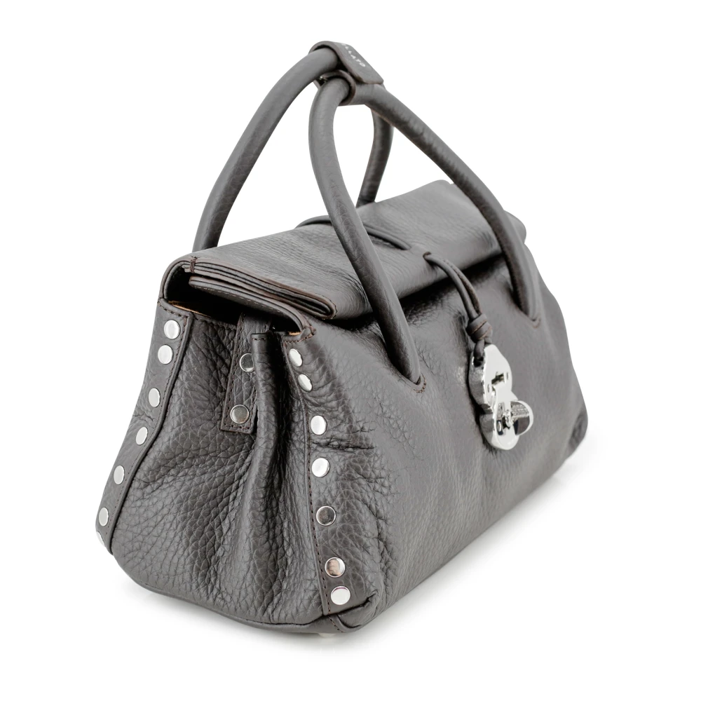 Zanellato Bruine Handtas met Geribbelde Textuur en Studs Brown Dames