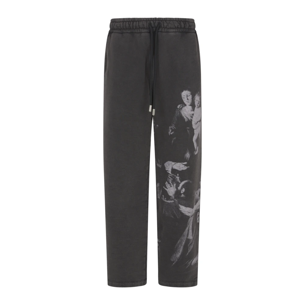 Off White Matthew Straight Joggers met Grafische Print Gray Heren