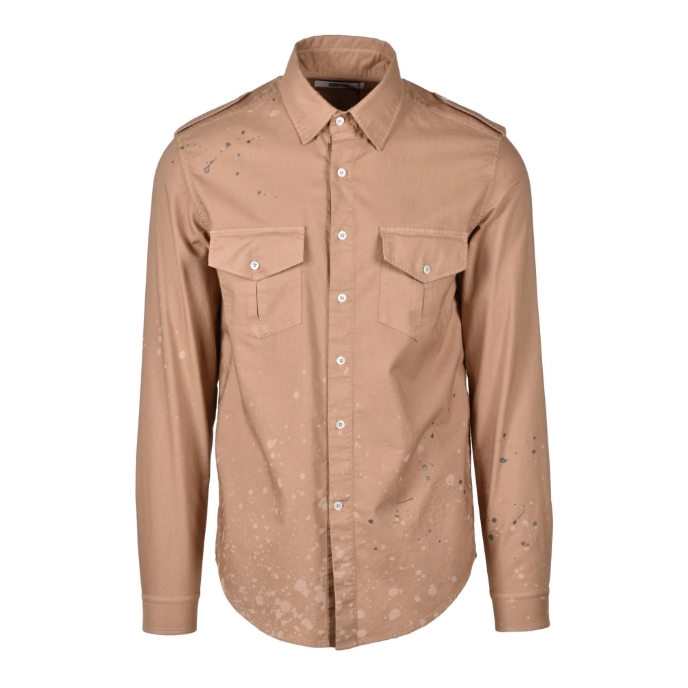 Mauro Grifoni Katoenen Overhemd Beige Heren
