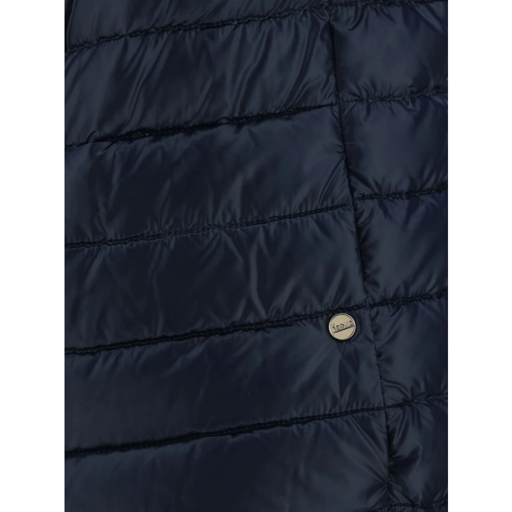 Herno Blauwe Gewatteerde Vest met Trechterhals Blue Dames