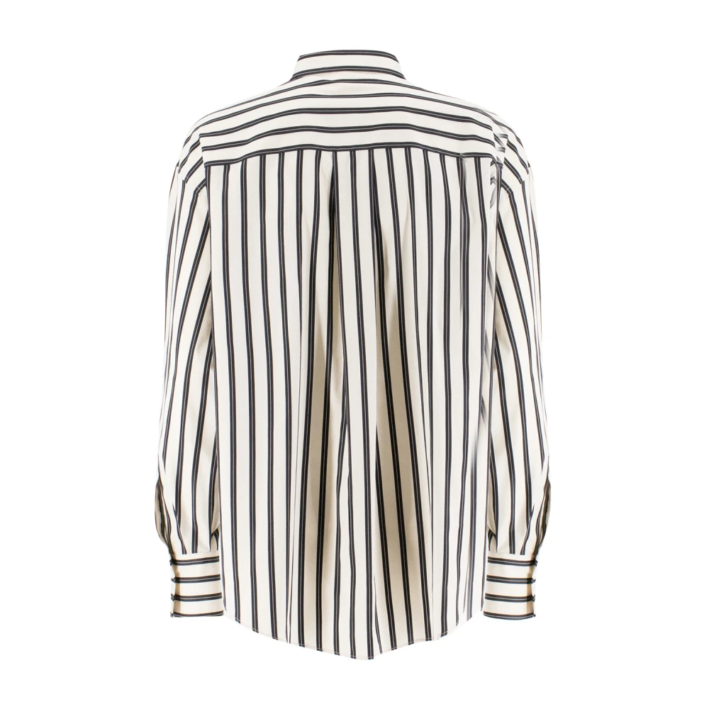 BRUNELLO CUCINELLI Regiments Poplin Katoen-Zijden Overhemd White Dames