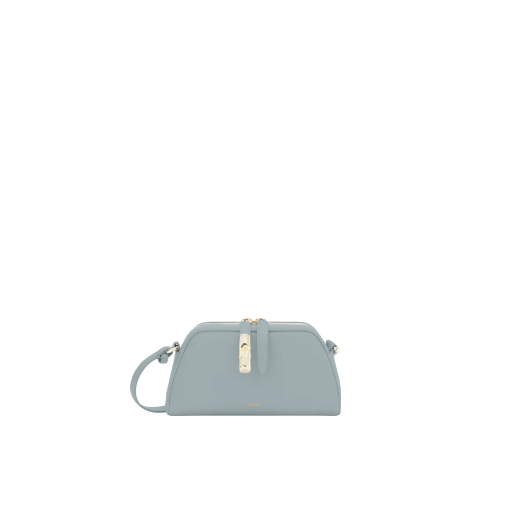 Furla Lichtblauwe Leren Schoudertas Gray Dames