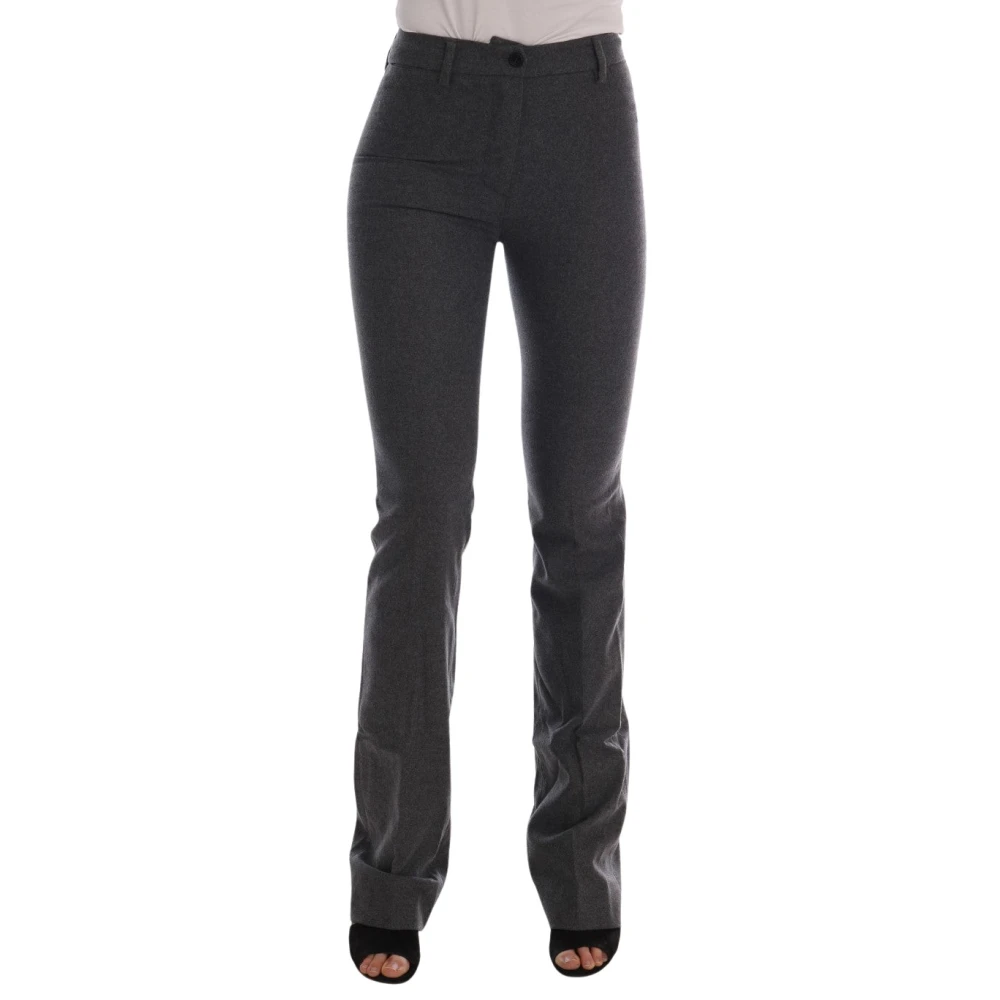 Ermanno Scervino Women's Gray Slim-Fit Trousers, 2XS, Wool Stretch Slim Trousers
