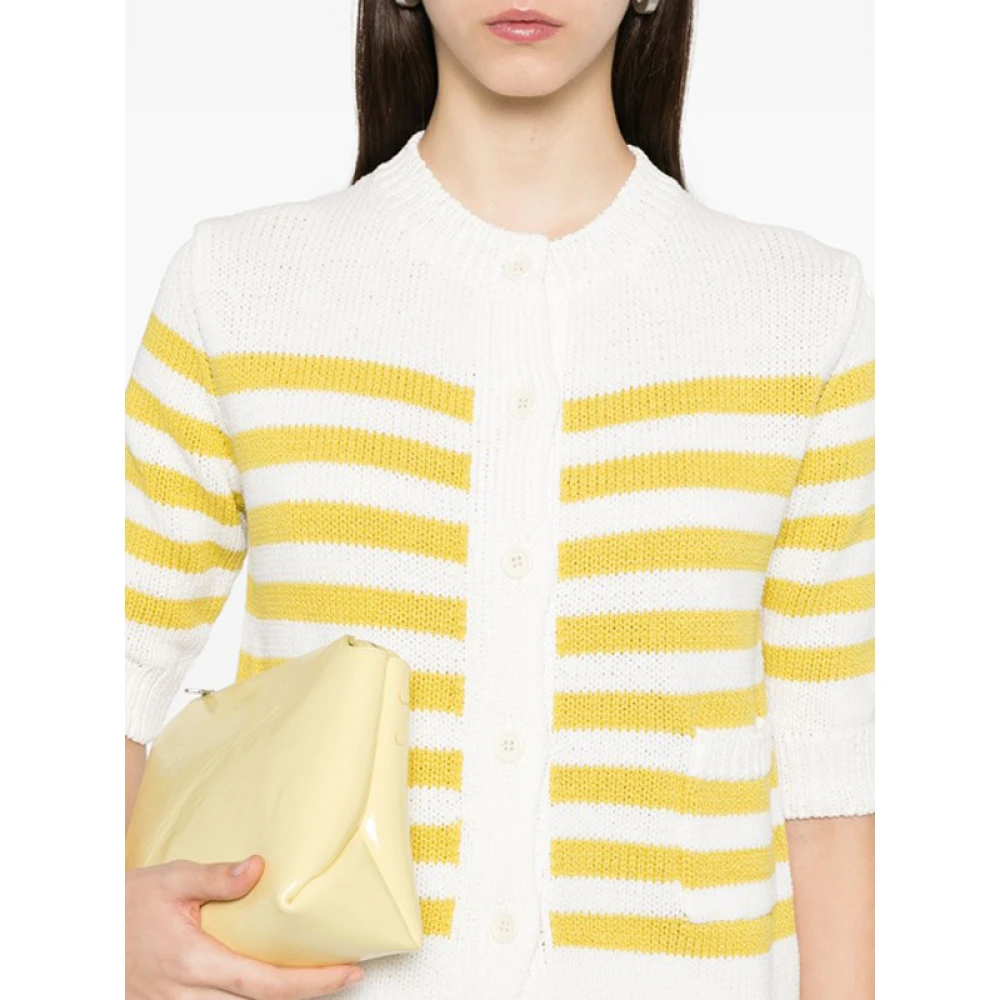 Fabiana Filippi Gestreepte Vest met Voorknoopsluiting White Dames