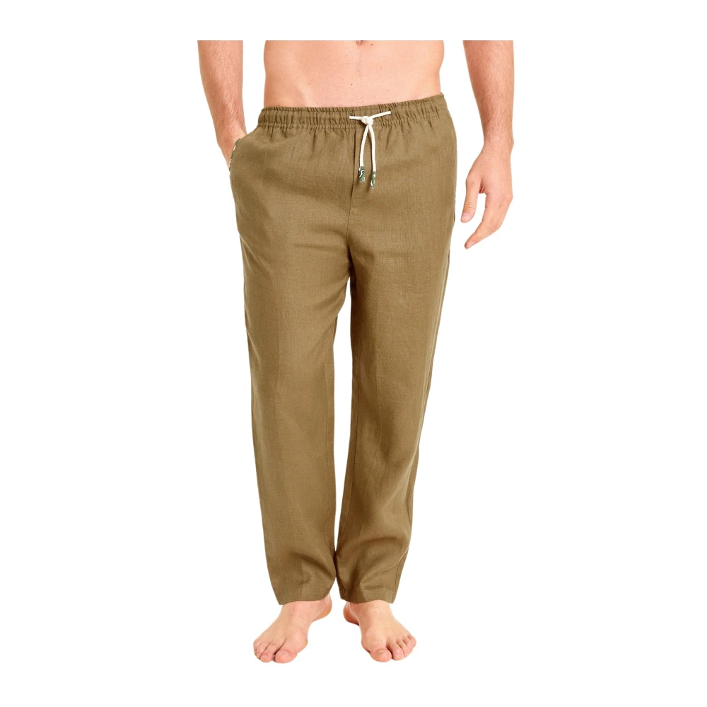 Peninsula Klassieke en Verfijnde Linnen Broek Green Heren
