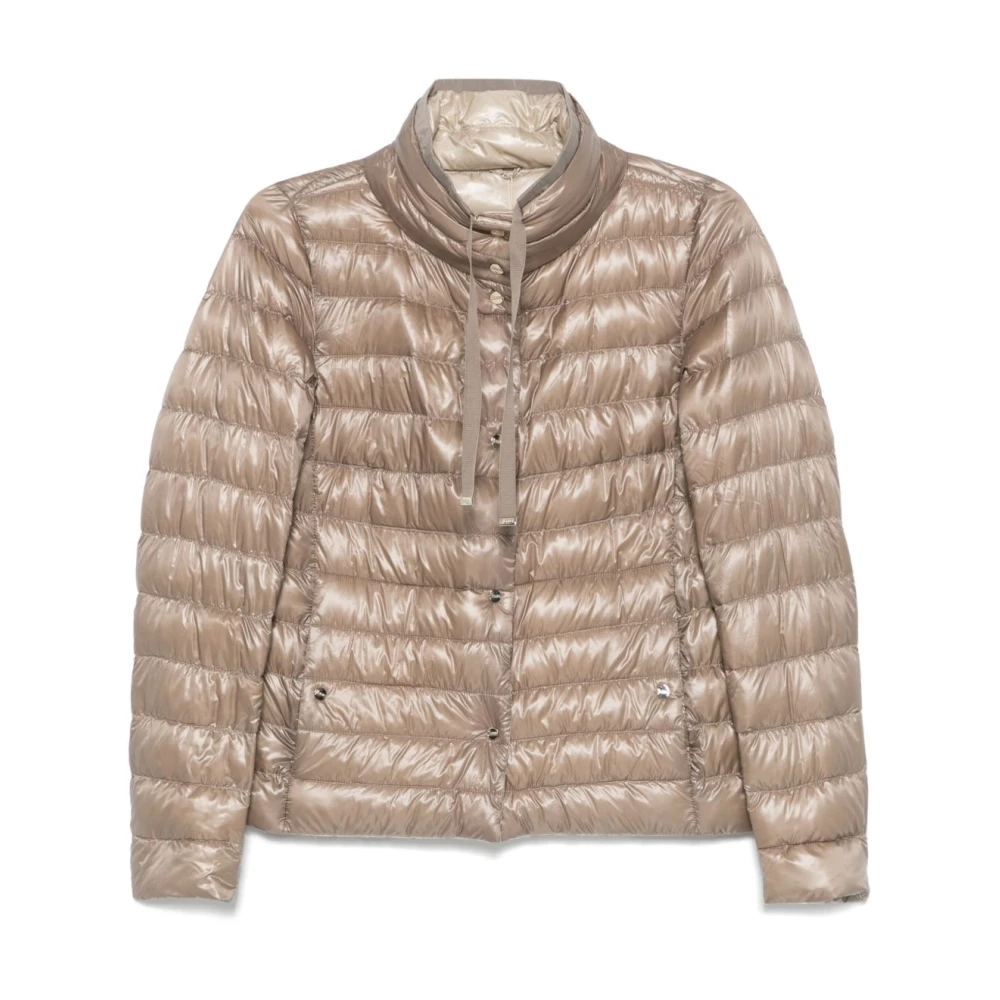 Herno Women's Brown Taupe Press-Stud Coat Long Sleeves
