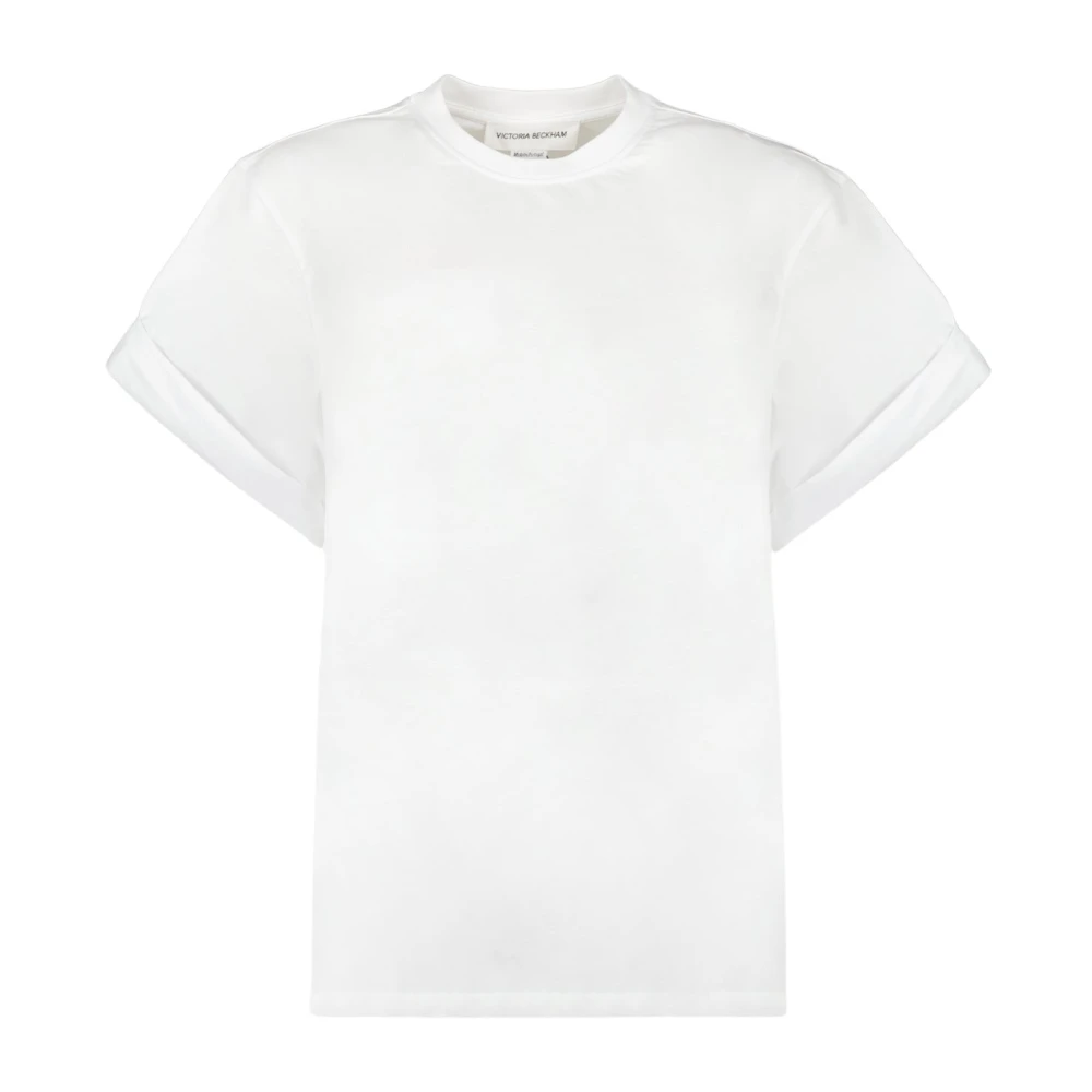 Victoria Beckham Casual T-shirt met Ronde Hals en Korte Mouwen White Dames