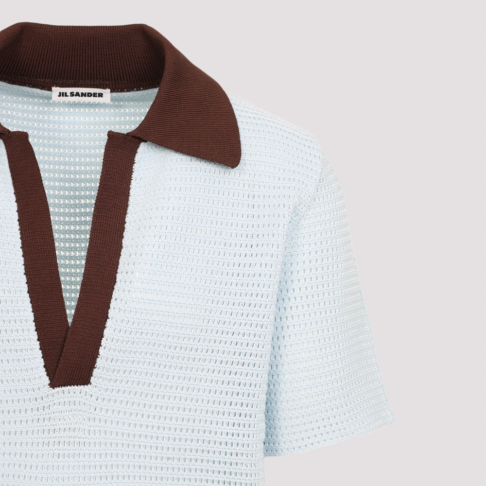Jil Sander Blauwe Gebreide Polo Blue Dames