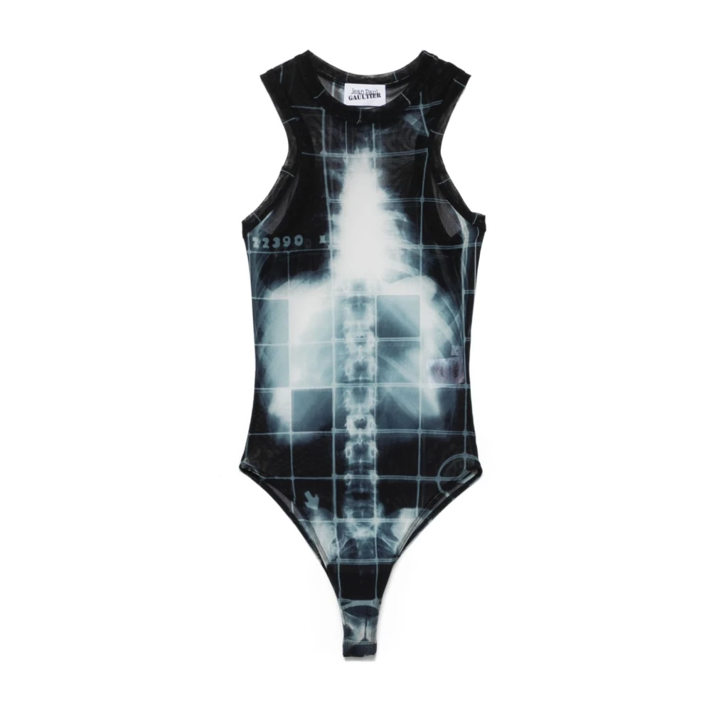 Jean Paul Gaultier Zwarte bodysuit met transparant ontwerp Black Dames