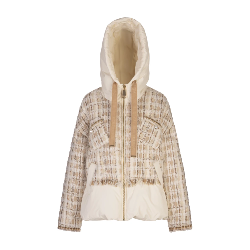 Khrisjoy Witte Tweed Donsjas met Capuchon White Dames