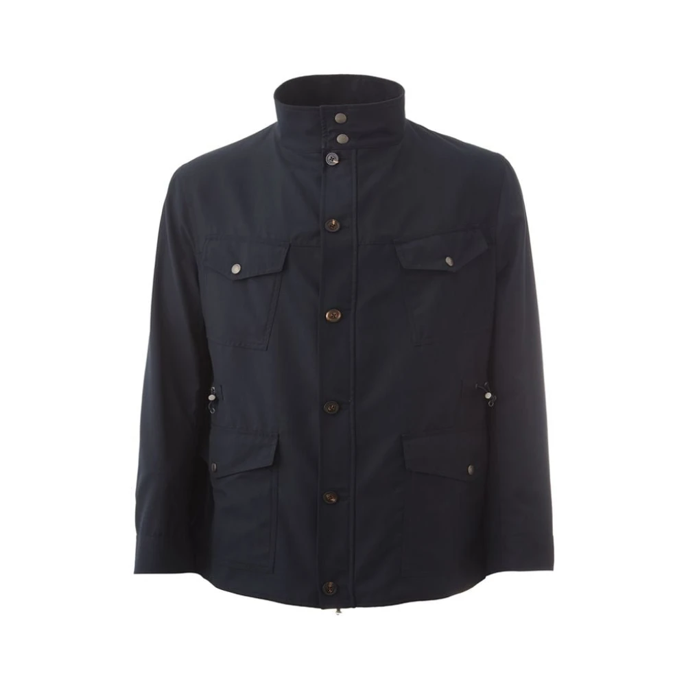 Lardini Blauwe Wollen Jas Klassiek Ontwerp Blue Heren