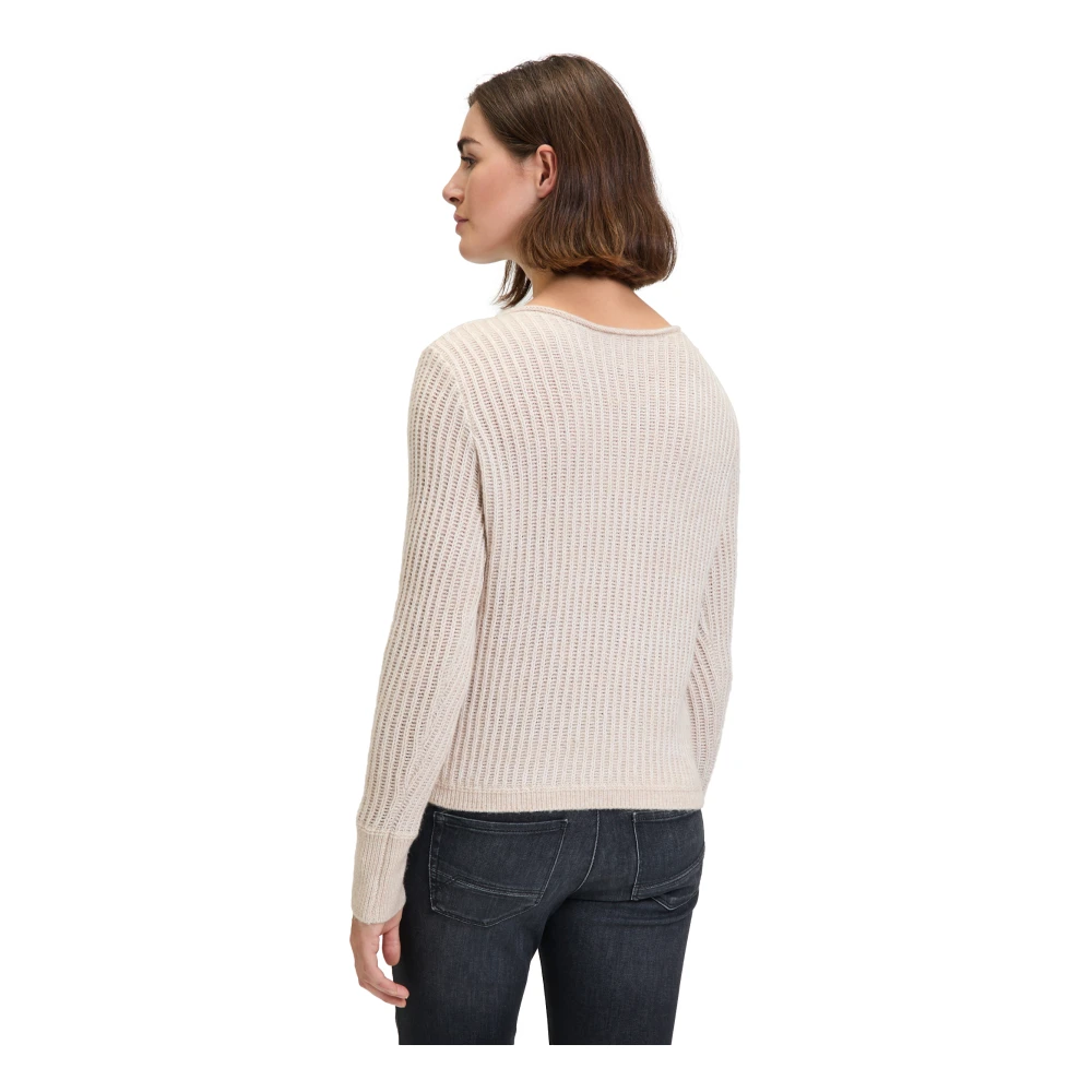 Betty & Co Chunky Gebreide Trui met Lurexdraad Beige Dames