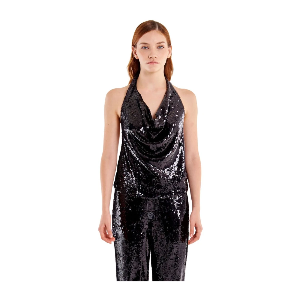 Vicolo Kvinno Svart Toppar Dam, M, Draperad Topp