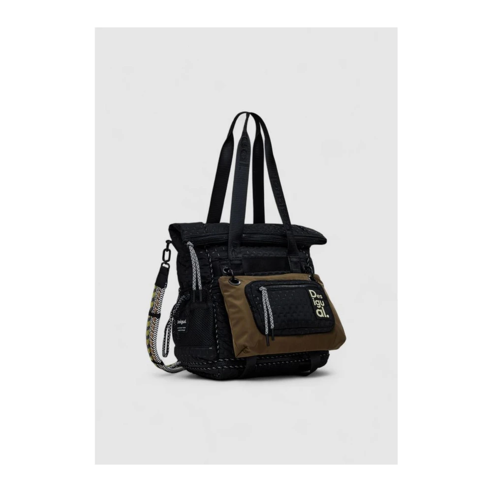 Desigual Zwarte Polyester Rugzak met Meerdere Compartimenten Black Dames