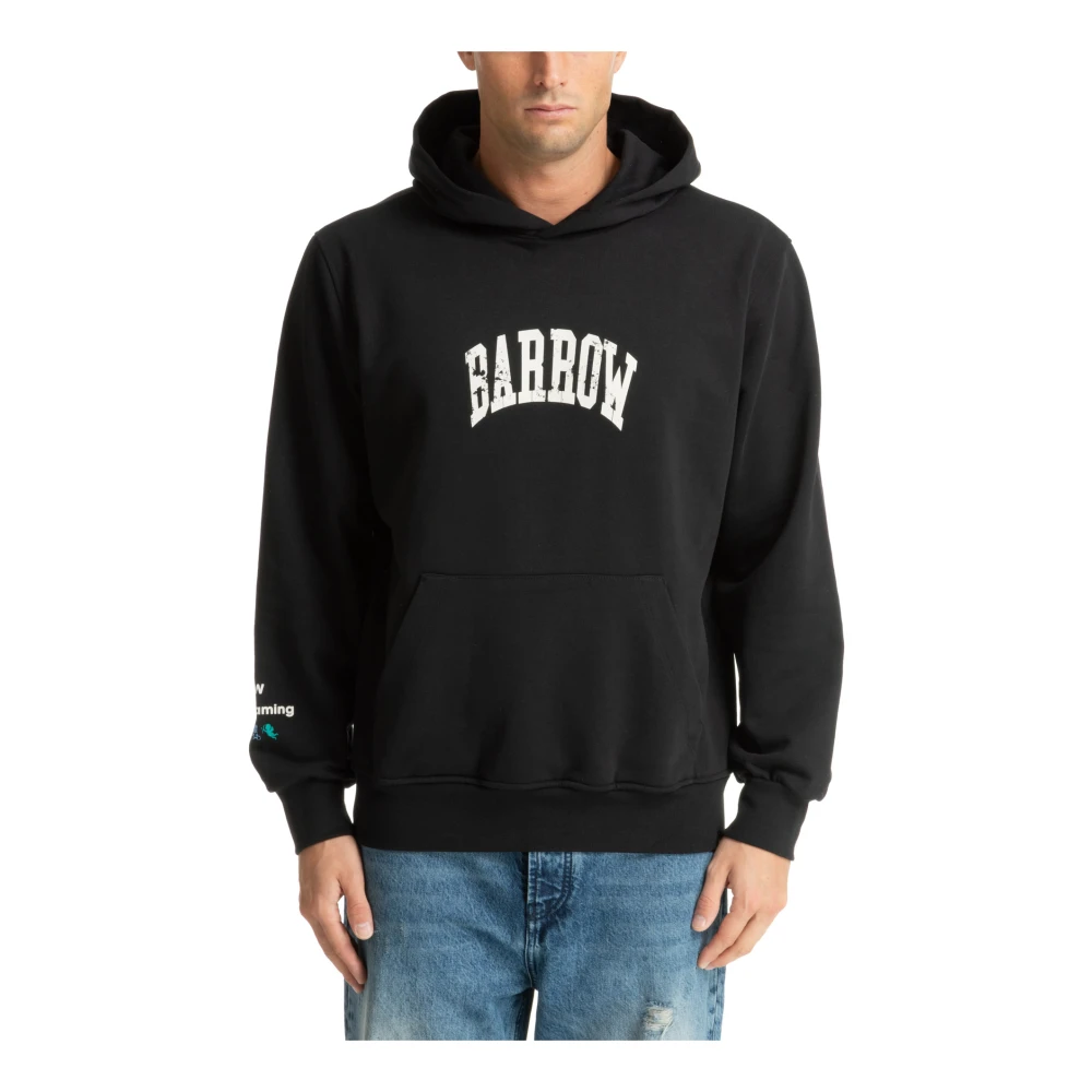 Barrow Gestreept Logo Zak Hoodie Black Heren