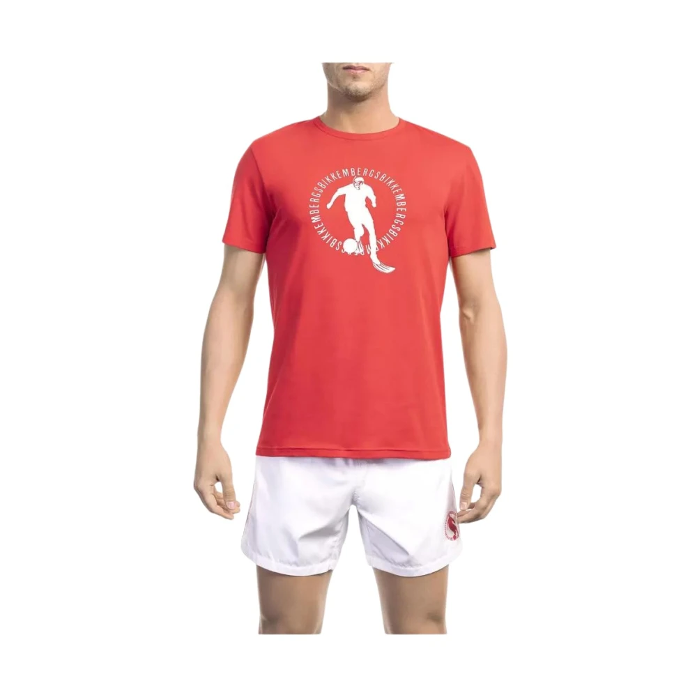 Bikkembergs Men's Red T-Shirts, S, Cotton T-Shirt With Front Print
