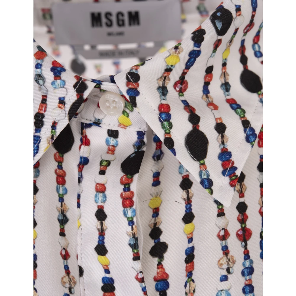 Msgm Witte Kralenprint Crop Shirt Multicolor Dames