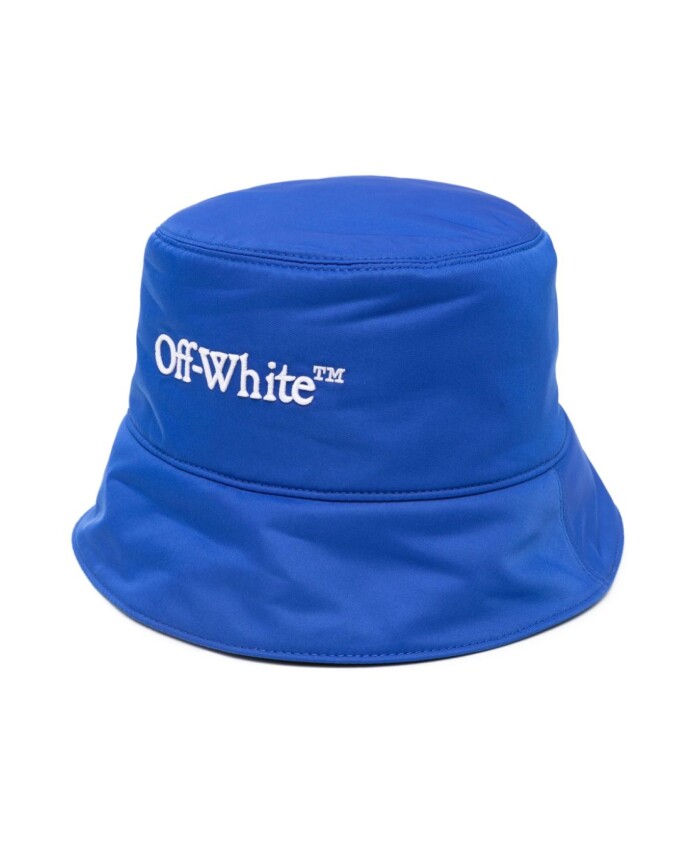 Blue Logo-Embroidered Bucket Hat, Off White, Hats