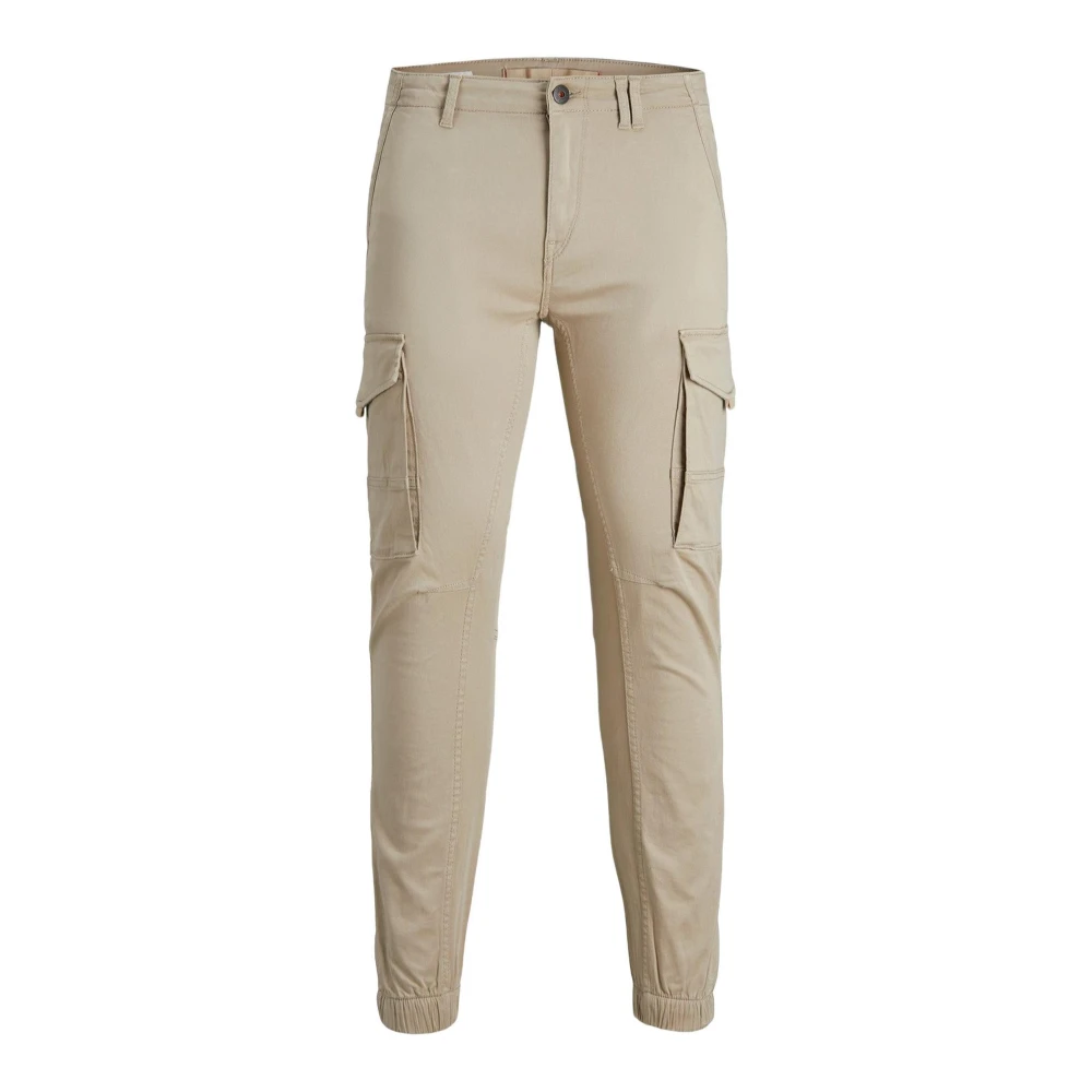 Jack & Jones Men's Beige Cotton Trousers With Zip Fastening W32 L30