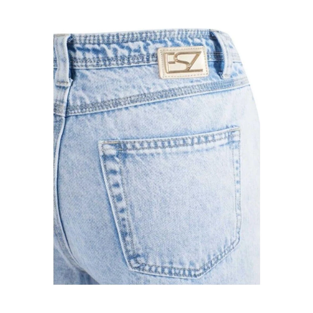 YES ZEE Hoge taille lichte wassing studs jeans Blue Dames