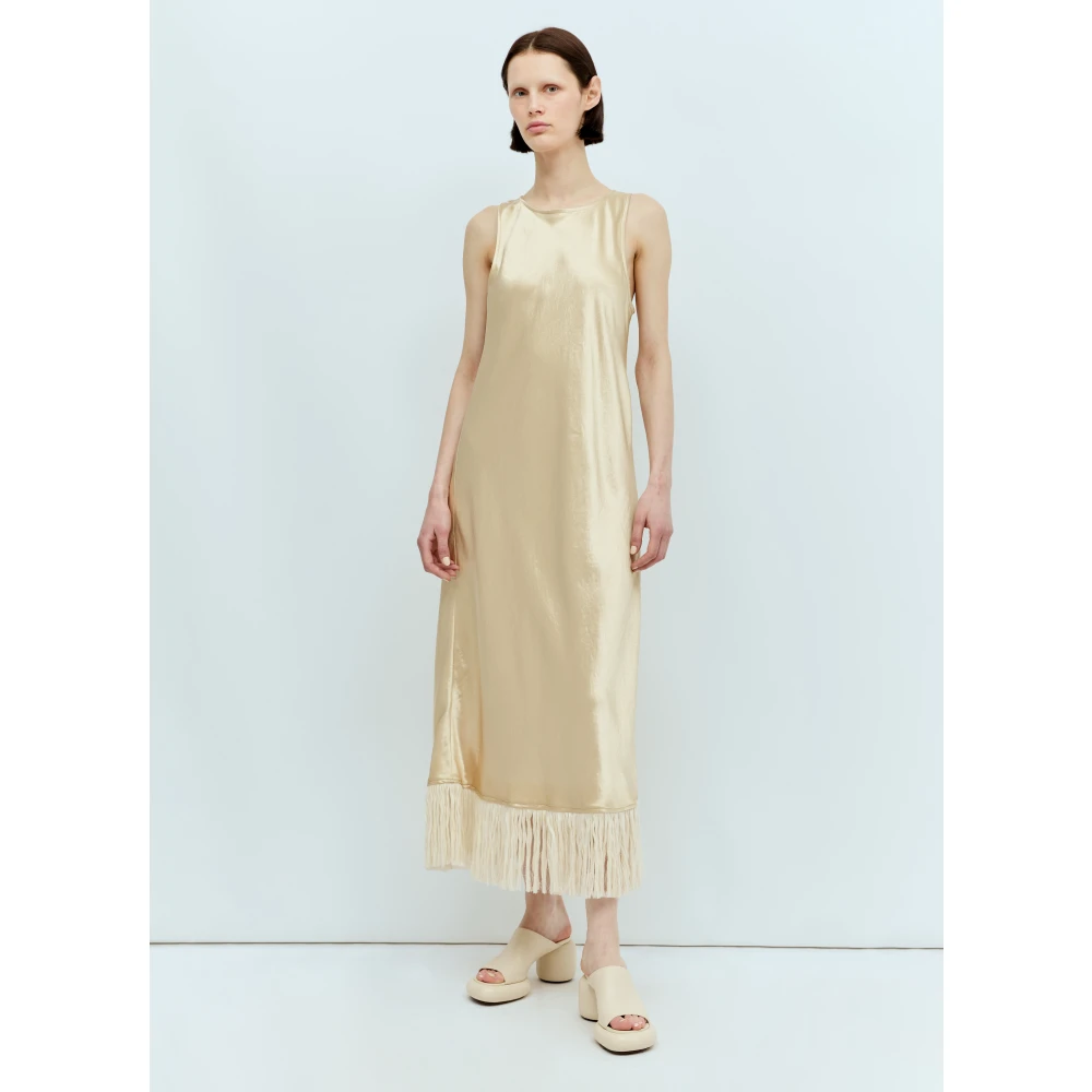 Song for the Mute Satin Fringe Tank Jurk Beige Dames