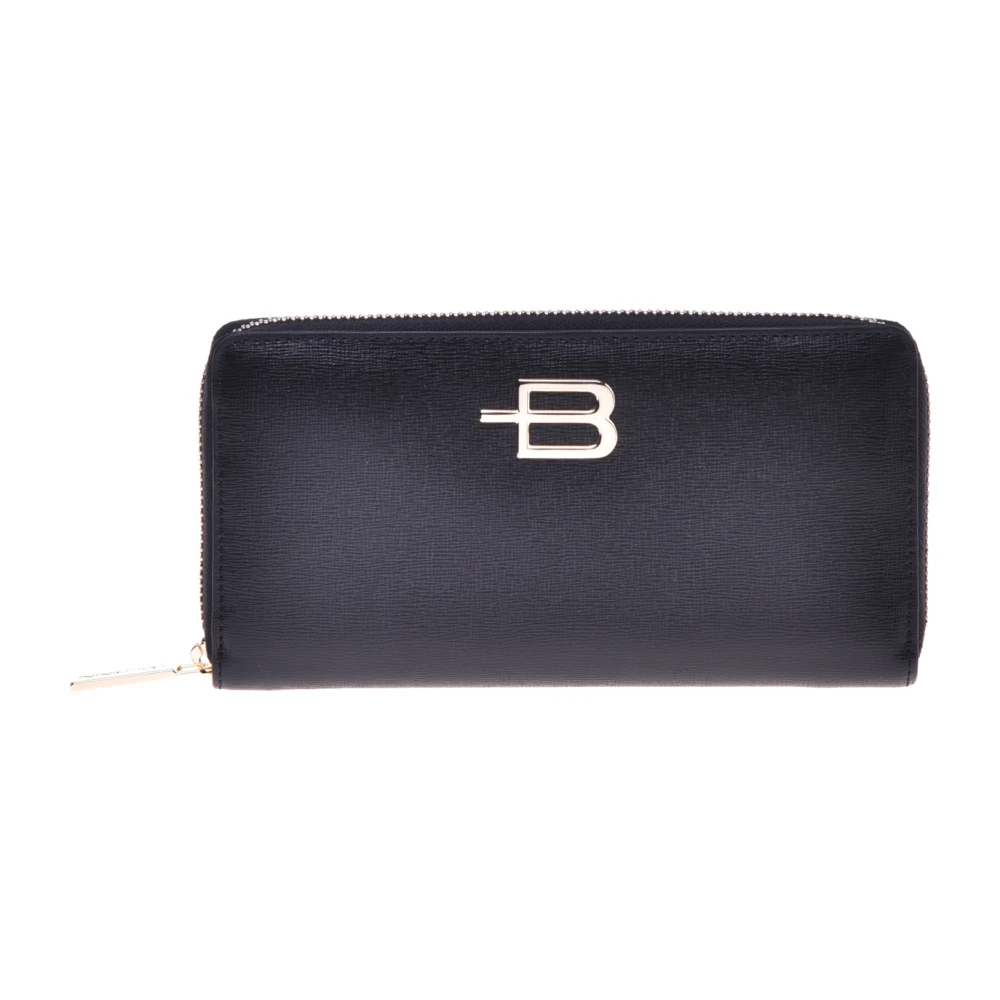 Baldinini Wallet in black saffiano with zip Black Dames