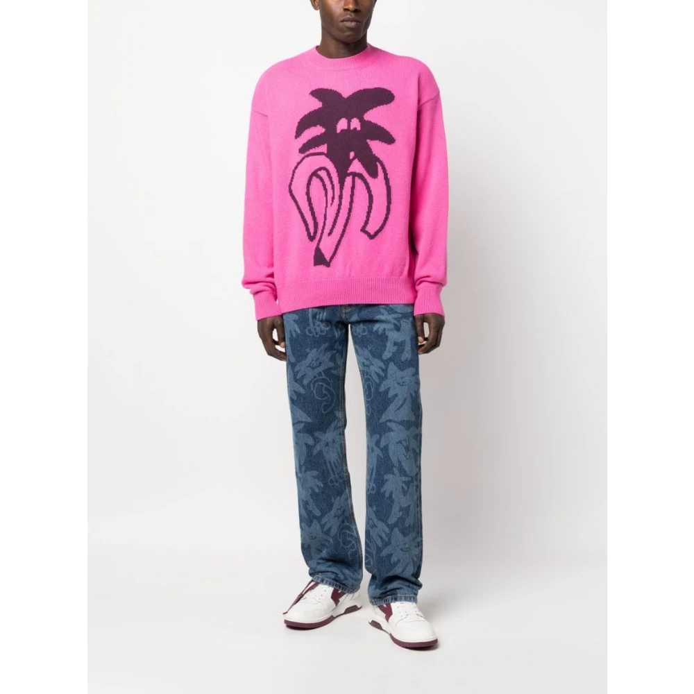 Palm Angels Allover Laser Denim Jeans Blue Heren