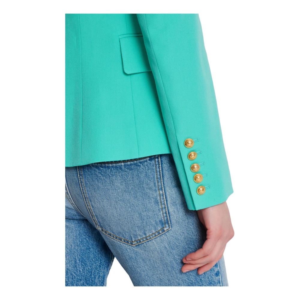 Balmain Graan van poeder 6-knoops jasje Blue Dames