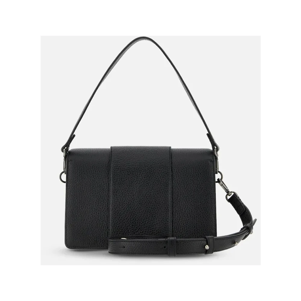 Hogan Gestanste Flap Leren Tas met Verwisselbare Handvat Black Dames