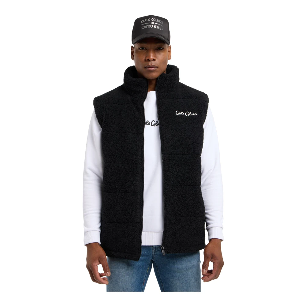 carlo colucci Teddy Vest Stijlvol Comfortabel Laagjesstuk Black Heren