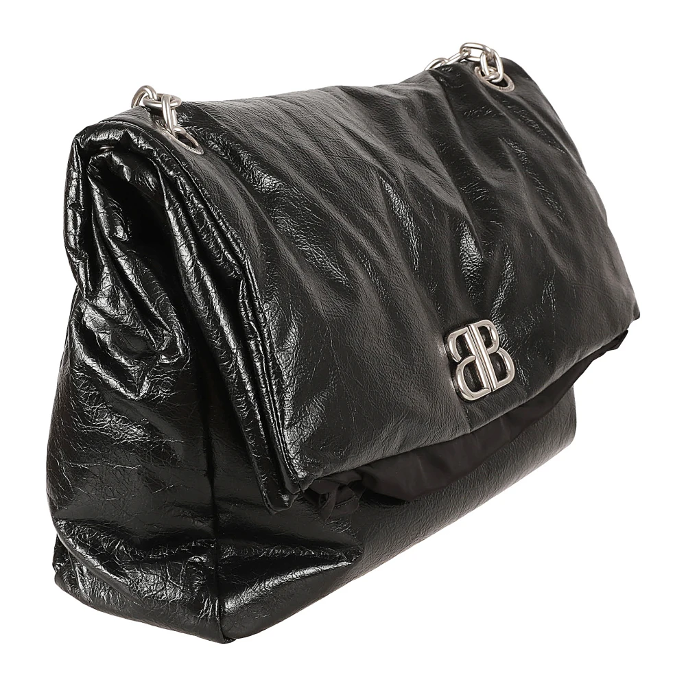 Balenciaga Zwarte Monaco Chain Tas Black Dames