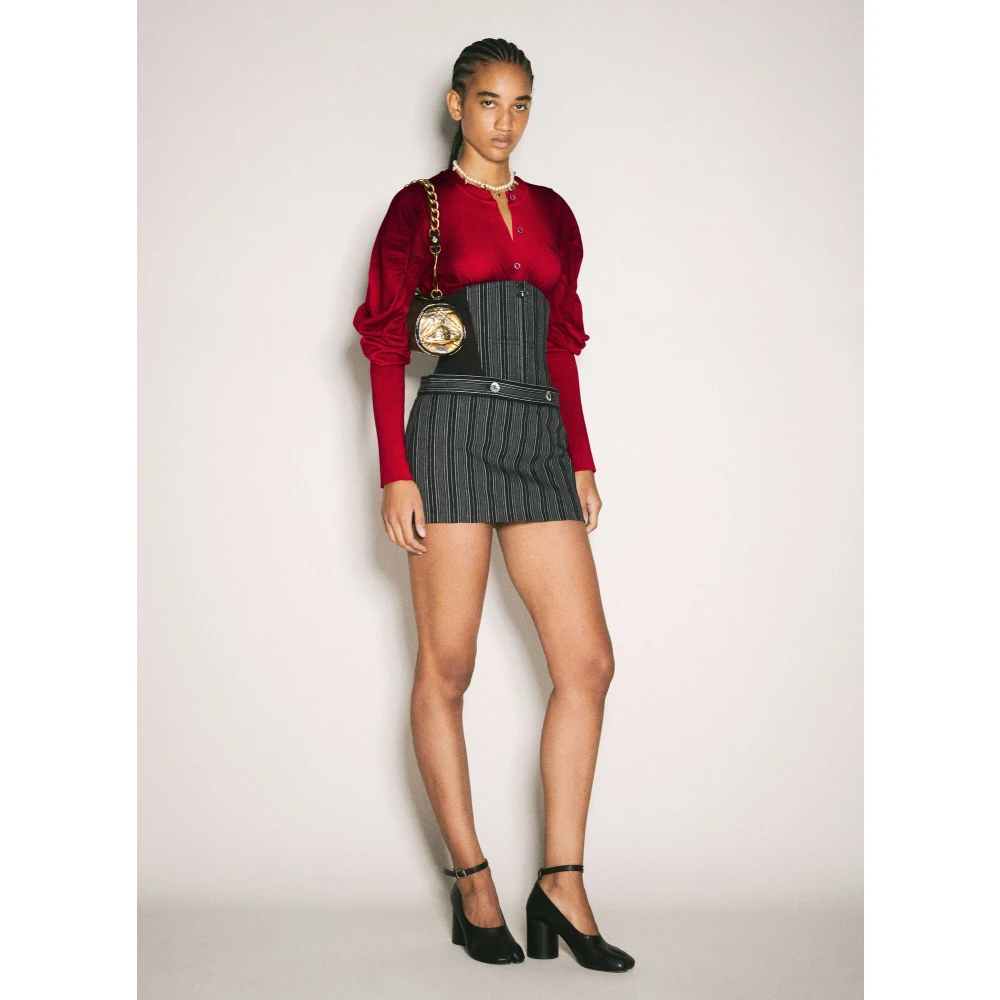 Vivienne Westwood Gestreepte Mesh Korset Rok Black Dames
