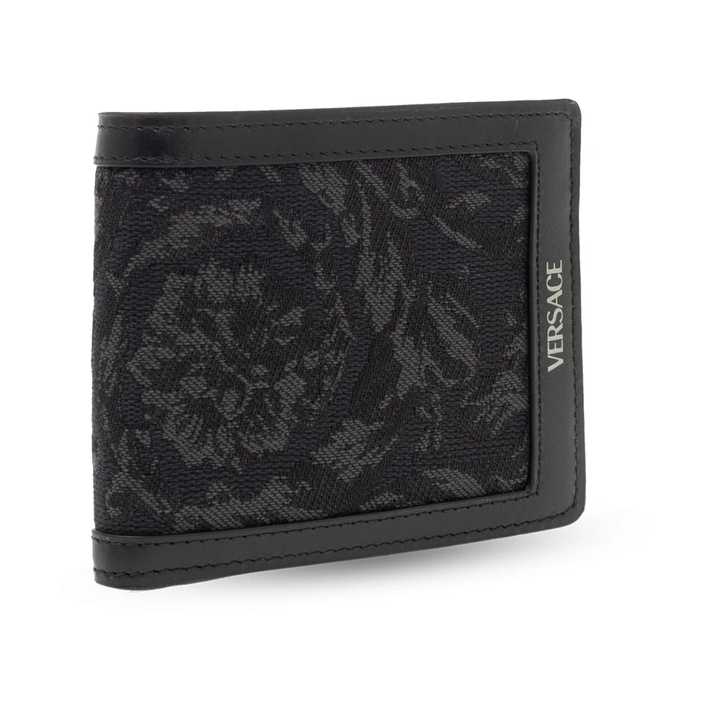 Versace Bifold portemonnee met logo Black Heren