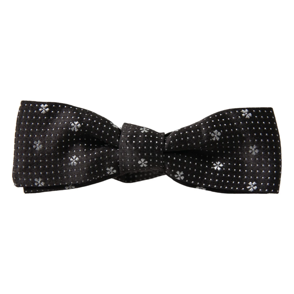 Dolce & Gabbana Men's Black Bow Ties, One Size, Silk Bow Tie Classic Logo