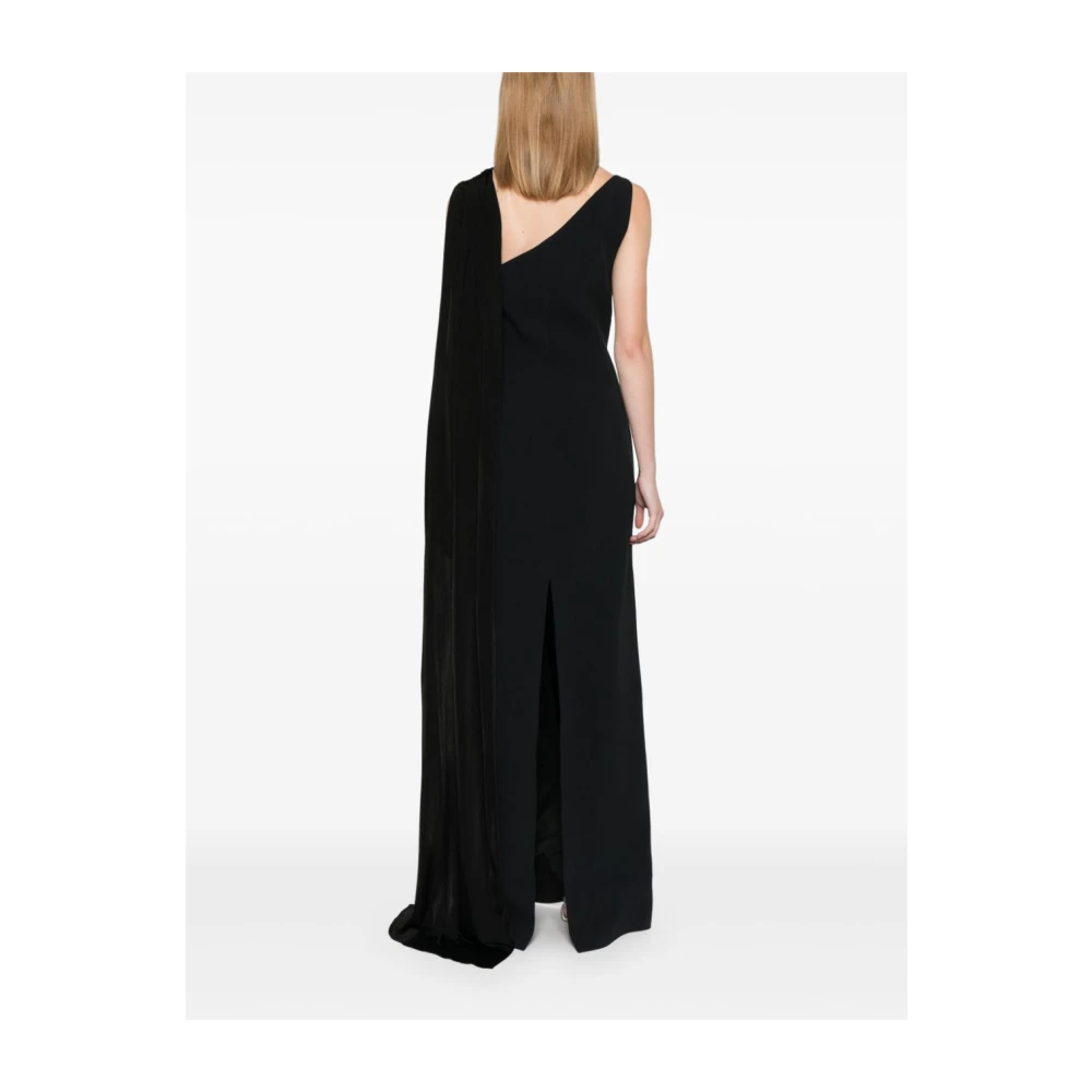 David Koma Zwarte Gedrapeerde Lange Mouw Jurk Black Dames