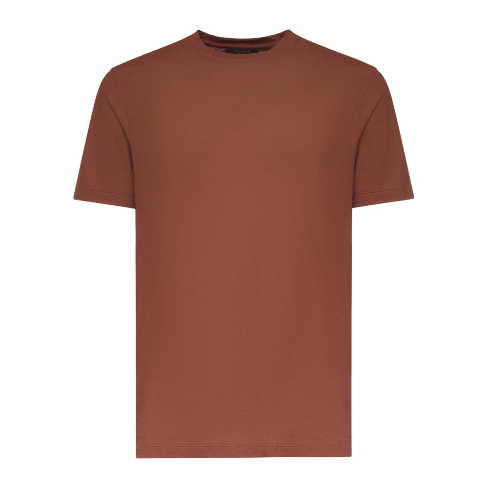 Zanone Mannelijk Oranje Tops Heren, 2XL, Katoen, T-Shirt Met Ronde Hals